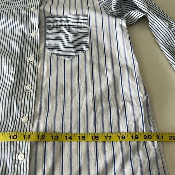 J. Crew Classic-fit cotton poplin shirtdress in mixed stripe Blue & White Size 2 - Picture 13 of 14
